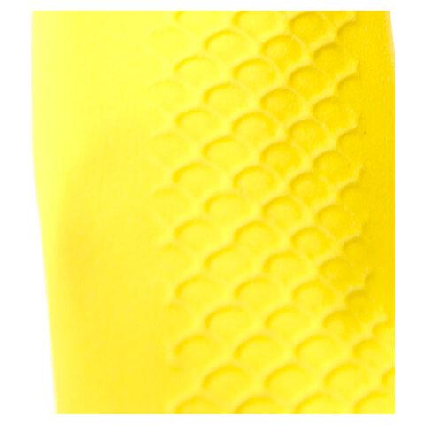 Перчатки латексные КЩС, сверхпрочные, плотные, хлопковое напыление, размер 7, S (малый), желтые, HQ Profiline, 73581